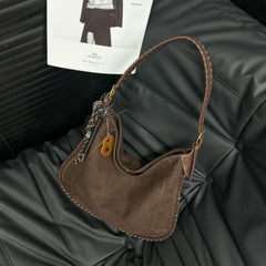 LIZAKOSHT - Autumn Winter Retro Style Tote Bag Versatile Woven Niche Single Shoulder Crossbody Bags