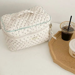 LIZAKOSHT  -  Women Zipper Cosmetic Organizer Handbag Portable Toiletry Case Cotton Makeup Bag