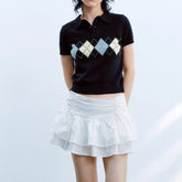 LIZAKOSHT - Knitted Tops Sweater Women's 2025 New England Plaid Youth Slim Summer Women's Sweater Fashion Elegant Street Travel Holiday Tops