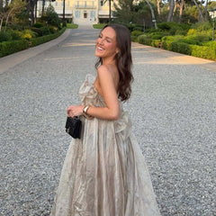 LIZAKOSHT  -  Elegant Temperament Backless Sleeveless Maxi Dress Women's Flowy Ruffle Evening Formal Prom Summer New Chic See-through Outfit