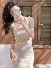 LIZAKOSHT - Summer Classic Solid Color Elegant Dress Women's New Slim-fit Slimming Sleeveless Sexy Hip Long Dress