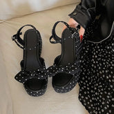 LIZAKOSHT - New Summer Women Floral Platform Thick Bottom Sandals Fashion Open Toe Party Dress Shoes Street Style Wedges Heels Sandalias