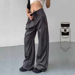 LIZAKOSHT - American Style Straight Leg Pant Loose Casual Retro Black Crowd Pants Women's New Pants women clothing cargo pant y2k pants