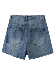LIZAKOSHT - Women Blue Mini Denim Trouser Skirt Summer Casual Fashion Ladies Short Pocket Vacation Skirt Female Chic Bottoms