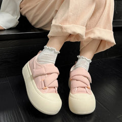 LIZAKOSHT - Women's Shoes Round Toe Cute Kawaii Female Footwear Pink High on Platform Cotton Cheap New Arrival Urban Autumn Shoe Casual