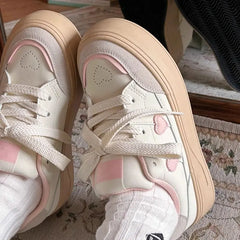 LIZAKOSHT - Little White Platforms Shoes Lightweight Breathable Round Toe Casual Shoes Versatile Princess Style Womens Sneakers