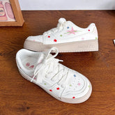 LIZAKOSHT - Star Print Platform Sneakers Pu Leathers White Low-top Athletic Shoes Fashion Niche Casual Versatile Women Sport Sneaker