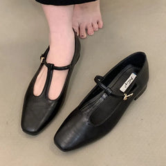 LIZAKOSHT - Spring New Brand Women Flat Shoes Fashion Round Toe Ladies Dress Mary Jane Shoes Flat Heel Casual Ballerinas Shoes New