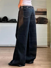 LIZAKOSHT  -  New Punk Gothic Denim Pants Women Y2K Vintage Streetwear Harajuku Y2k E-girl High Waist Wide Leg Pants Emo Alt Jeans Femme