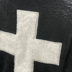 LIZAKOSHT  -  American Vintage Punk Embroidery Cross Autumn Winter Cardigan Hooded Sweatshirt Jacket Fleece Streetwear Black Long Sleeve Coat