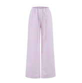 LIZAKOSHT - Women Striped Wide Leg Lace Up Full Pants
