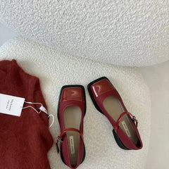 LIZAKOSHT - Retro Women Pumps Fashion Square Toe Work Shoes High Quality Female Slip on Shallow High Heel Elegant Women's High Shoes