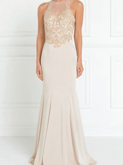 LIZAKOSHT - Classic O-Neck Sequined Appliquins Sleeeveless Mother Of Bride Wedding Dresses Bridal Gowns Customized