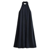 LIZAKOSHT - Dresses Summer Women's 2025 New Neck-Hanging Elegant Long Holiday Dress Women Street Chic Youth Loose Fashion Dress