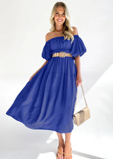 Lizakosht Summer Off Shoulder Pleated Waist Wrapped Dress For Women Beach Tunic Pareo Clothes Bikini Cover Up Saida De Praia Feminino