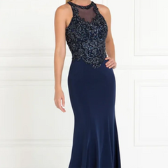 LIZAKOSHT - Classic O-Neck Sequined Appliquins Sleeeveless Mother Of Bride Wedding Dresses Bridal Gowns Customized