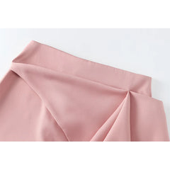 LIZAKOSHT - New Women Vintage High Waist Asymmetric Front Pleats Shorts Skirts Elegant Office Skort