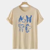 LIZAKOSHT - Funny Women Short Sleeve Loose Cotton Casual Tops Cartoon Dogs Printing Kpop White T Shirts Crewneck Dog Lover's Tees Streetwear