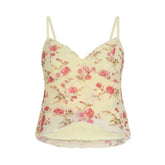 LIZAKOSHT - Bodycon Sexy Backless Camisole Floral Print Sleeveless Retro Summer Cropped Tops Elastic Hottie Women's Clothing
