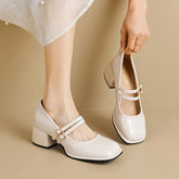 LIZAKOSHT - Red Patent Leather Mary Janes Shoes 2025 Summer New Fashion Square Toe Women Pumps Comfort Chunky Heel Retro Ladies Single Shoes