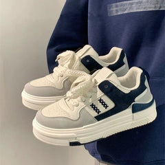 LIZAKOSHT - Platform Sneakers White Shoes Woman Sports Tennis Female Flats Casual Pink Gray Kawaii Vulcanize Harajuku Footwear
