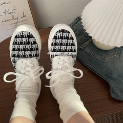 LIZAKOSHT - All-Match Mixed Colors Espadrille Shoes Casual Female Sneakers Small New Lace-Up Fabric Leisure Canvas Shoes