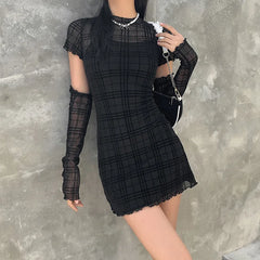 LIZAKOSHT - New Women's Slim Fit High Waist Hip Hugging Fashionable Plaid Three Piece Dress Set