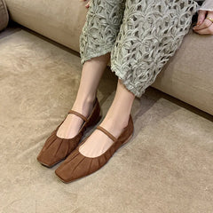 LIZAKOSHT - Fashion Women Shoes New High Quality Genuine Leather Retro Square Headed Mary Janes Daily Commuter Lightweight Shoes