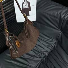 LIZAKOSHT - Autumn Winter Retro Style Tote Bag Versatile Woven Niche Single Shoulder Crossbody Bags