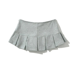 LIZAKOSHT - 4 COLORS Y2K Side Zipper Grey Pleated Mini Skirt Sexy Low Waist Short Skater Skirts with shorts underwear
