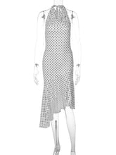 LIZAKOSHT - Woman Clothes Halter Backless Polka Dot White Dress Summer Off Shoulder Sleeveless Ruffles Evening Party Dresses