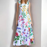 LIZAKOSHT  -  Women Elegant Flower Print Holiday Dress Fashion Hight Waist Sleeveless Bohemian Dress 2025 Sexy Off Shoulder A-Line Long Dress