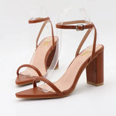 LIZAKOSHT  -  Fashion Chunky Heel Sandals Women Pointed Sexy Roman Sandals Women Hollow Ankle Strap Elegant Slingback High Heel Zapatos Mujer