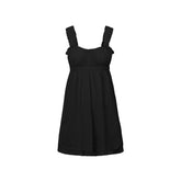 LIZAKOSHT - Ruffles Hem Babydoll A-line Dress Vintage Eyelet Mini Dress Women Sleeveless Square Neck Ruched Bust Flowy Dress