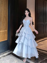 LIZAKOSHT - Energetic Sweet High-end Temperament Blue Fairy Dress Minimal Elegant Gentle Slim Fashion Kawaii Patchwork Slip Dresses Women