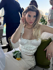 LIZAKOSHT  -  Elegant Solid Satin Women Skirt Set Fashion Square Neck Sleeveless Pleated Short Tanks Suit Female Silm Split Long Skirt Outfits