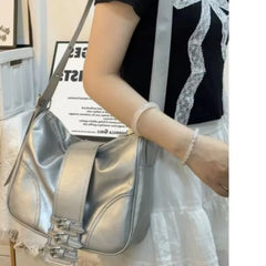 LIZAKOSHT - High Street Black Handbag Purse Women Sweet Cool Pu Leather Casual Crossbody Bags Female Versatile Messenger Bag Y2k
