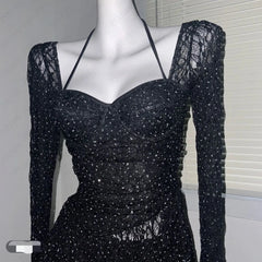 LIZAKOSHT - Luxury Rhinestones See-through Outfit swimwear Women Sexy Mesh See Through Bikini Set Hot Girl Y2k One-piece camisole Swimsuits