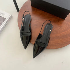 LIZAKOSHT - Fashion Office Ladies Summer Commuter Casual Flat Shoes French Retro Pointed Toe Sandals Women