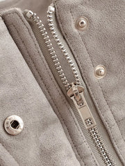 LIZAKOSHT - Vintage Stand Collar Women's Coat Full Sleeve Pocket Zippers Loose Lady Short Jackets Autumn Winter Female Streetwear