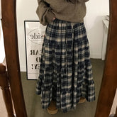 LIZAKOSHT - Y2K Retro Cake Skirt College Style Striped Patchwork Long Sweet Spicy Women Fashion A Line Version Skirt