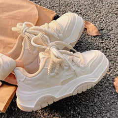 LIZAKOSHT - Pink Platform Sneakers Women Vulcanize Shoes Sports Casual Kawaii Tennis Female Korean Fashion Footwear Spring Summer