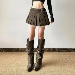 LIZAKOSHT - Girls' Wind Lace Stitching Tooling Skirt Spring and Summer High Waist Fashion Spice Girls Pleated Skirt