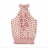 LIZAKOSHT - 2026 Summer Polka Dot Half Turtleneck Splicing Loose Sleeveless Women's Top T-Shirt