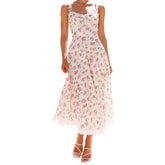 LIZAKOSHT  -  Elegant Maxi Dress with Floral Print and Lace Trim Sleeveless A-Line Dress for Women Perfect for Summer Fashion
