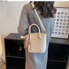 LIZAKOSHT - Retro Small Vegetable Basket Bag New Female PU Leather Bag Cash Burst Simplicity Crossbody Bag Minority Bucket Handbag