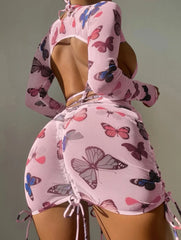 LIZAKOSHT - Four-Pieces Printed With Skirt Bikini Women New Sexy Swimwear Female Swimsuit Bather Bathing Suit Swim Lady Give A Gift