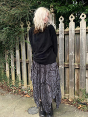 LIZAKOSHT - Dark Printed Skirts Femme Clothing Party Clubwear Chic Black Gothic Irregularly Skirt Streetwear Women's Basics Summer