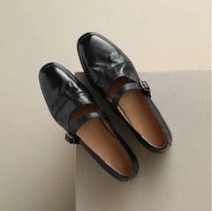 LIZAKOSHT - Women Flats Retro Style Genuine Leather Mary Janes Shoes Woman Spring Summer Office Ladies Casual Comfort