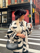 LIZAKOSHT Vintage Solid Plush Jacket For Women Fashion Loose Long Sleeve Warm Pocket Coat Winter Chic Female Thick Outerwear Streetwear